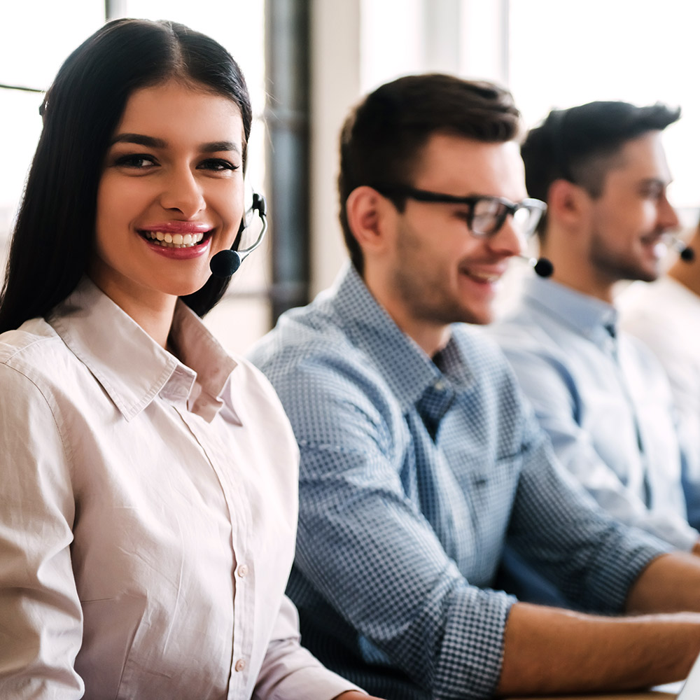 Contact centre staff working