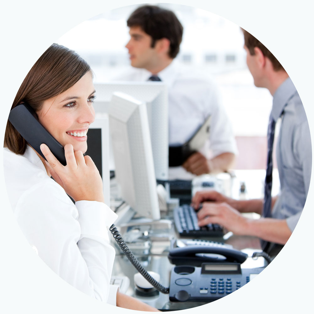 Woman on phone in office