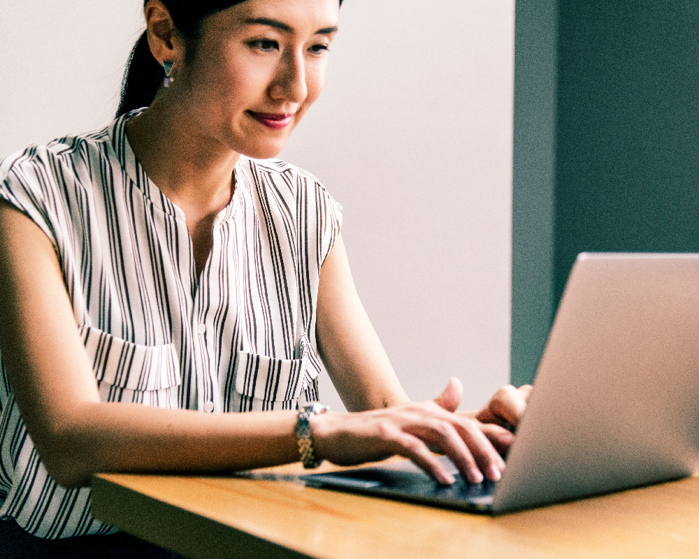 Woman working on laptop