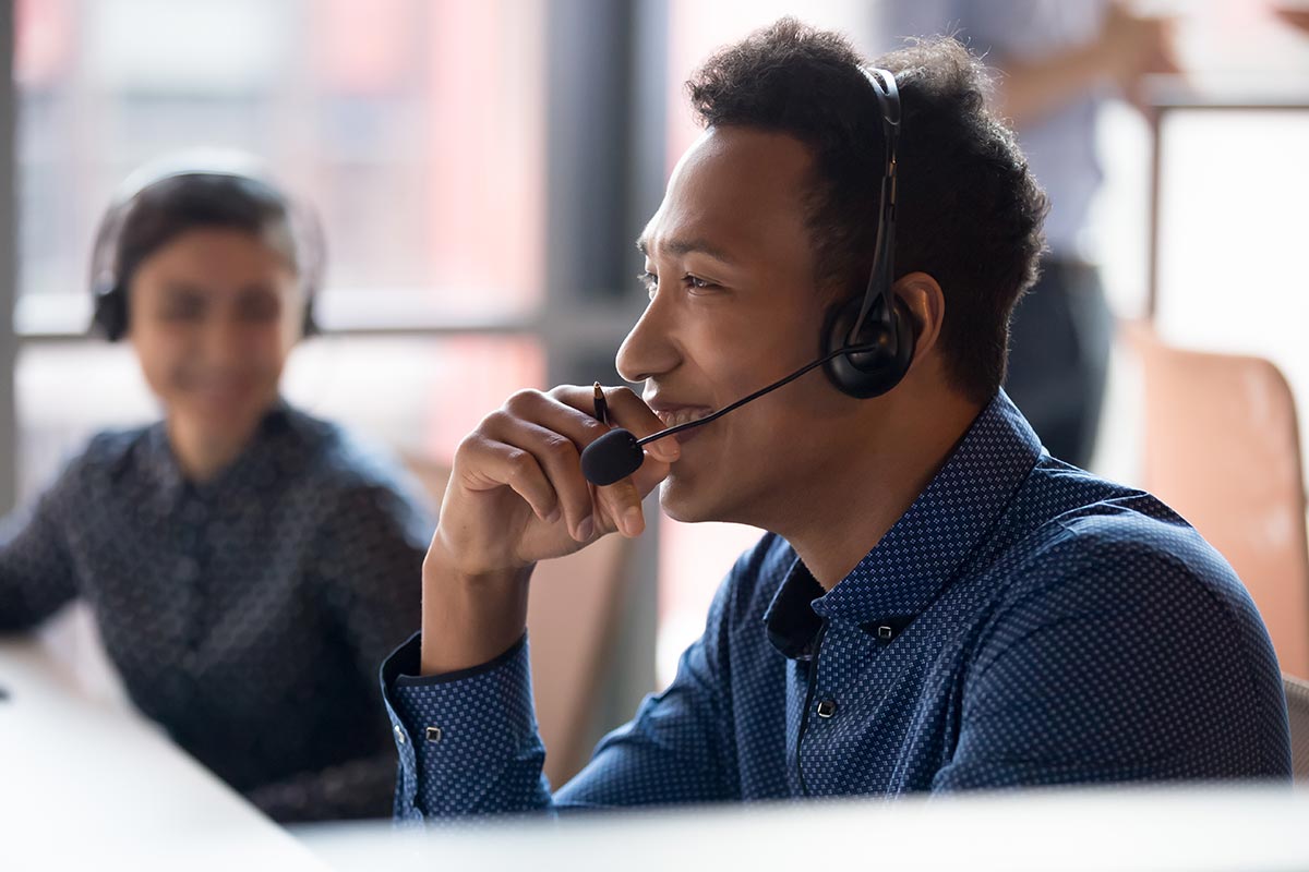 contact centre agent with headset