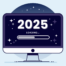 Graphic of a computer screen with 2025 on the screen and a loading bar