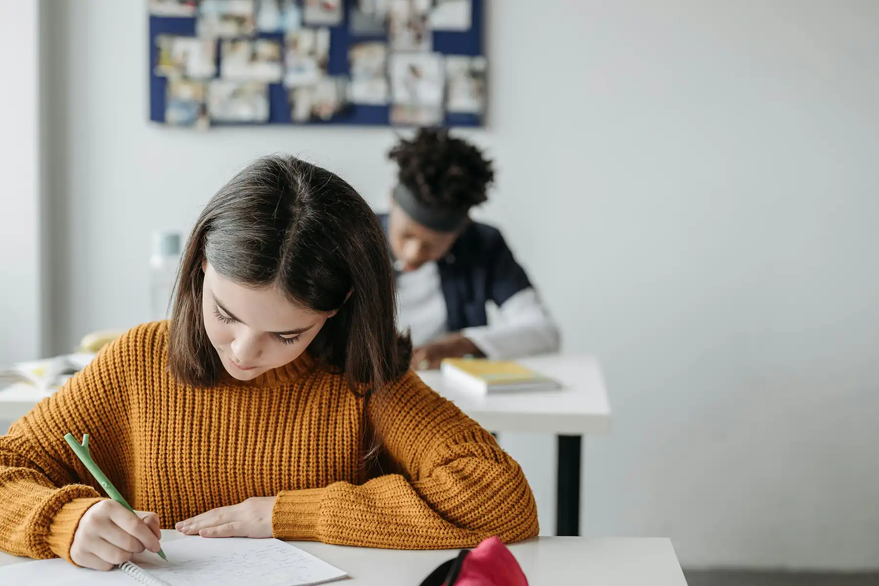 School students working at desks